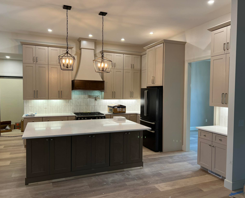 Full Kitchen with Custom Cabinets and Custom Hood