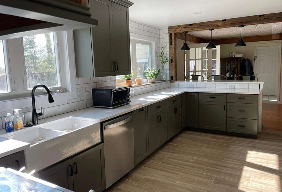 Custom Green Kitchen Cabinets