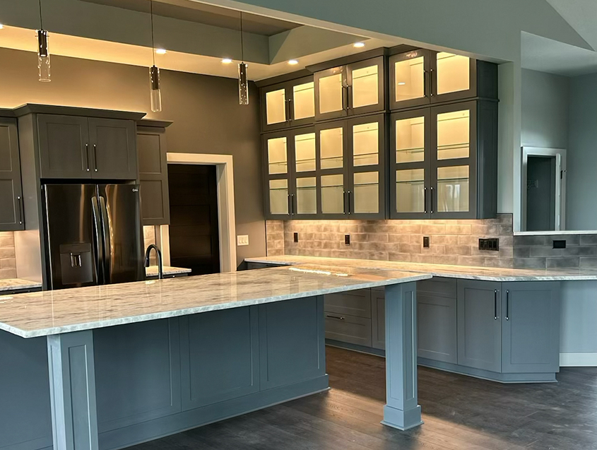 Full Custom Kitchen with Glass Front Cabinets